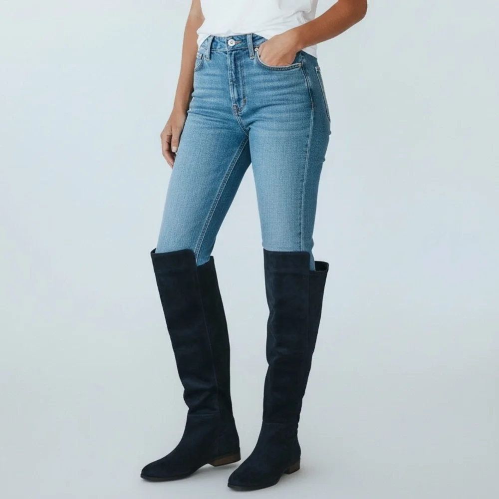 Lucky Brand Black Suede Calypsow‎ Over the Knee Wide Calf Boots